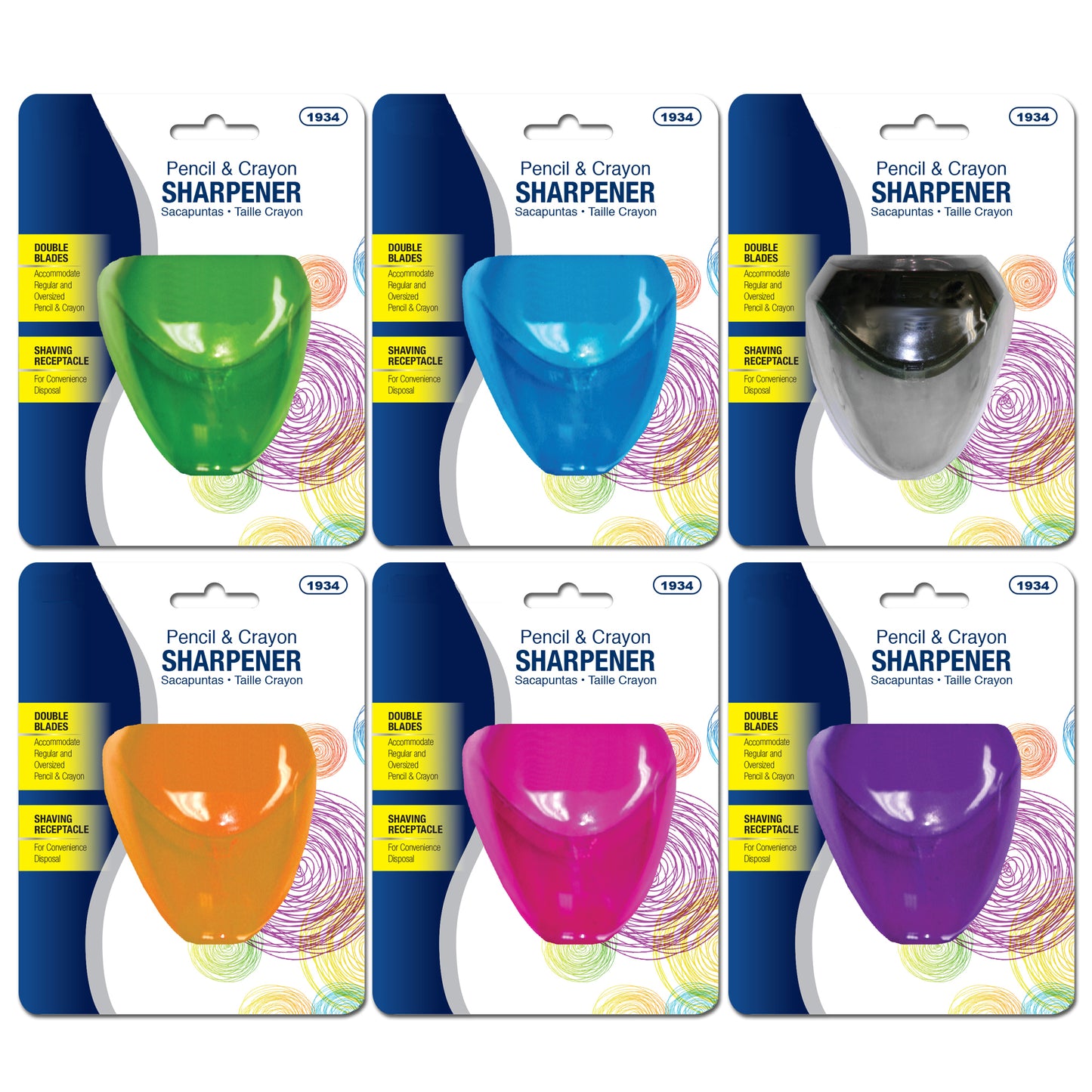 Dual Blade Sharpener w/Triangle receptacle ||| 144 PACKS | $0.83 PER PACK