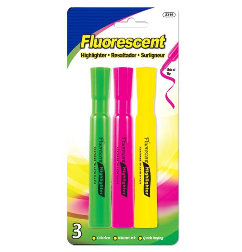 Desk Style (Pack) Fluorescent Highlighters Asst Color (12/Pack) ||| 144/72 PACKS | $1.31~4.44 PER PACK