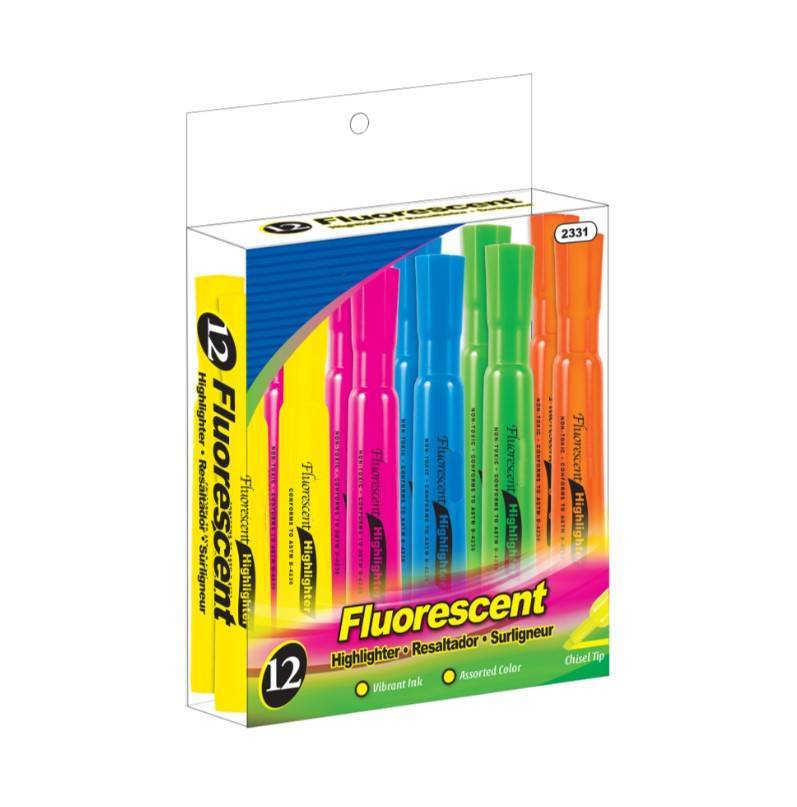 Desk Style (Pack) Fluorescent Highlighters Asst Color (12/Pack) ||| 144/72 PACKS | $1.31~4.44 PER PACK