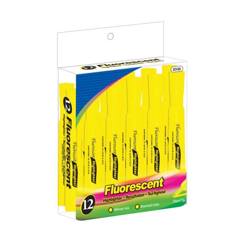 Desk Style (Pack) Fluorescent Highlighters Asst Color (12/Pack) ||| 144/72 PACKS | $1.31~4.44 PER PACK