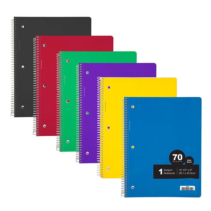 Notebook Spiral C/R or W/R 1-Subject 70 Ct. ||| 24 PACKS | $2.08 PER PACK