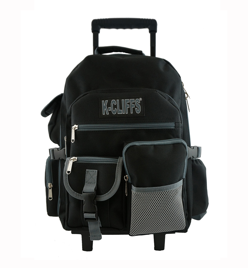 - 4 PACKS | $44.99 PER PACK || Wholesale Case Lot: 4pc Heavy Duty Rolling Backpack School Bookbag with Wheels Deluxe Wheeled Daypack
