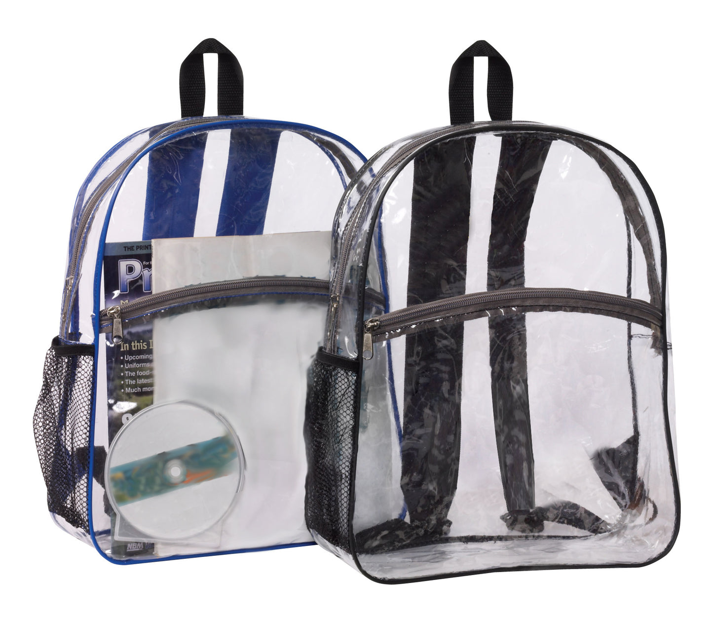 50 PACKS | $5.99 PER PACK || Wholesale Case Lot: 50 pcs 15.5" Clear Backpacks 0.3mm PVC Quality See-Through Student Bookbag