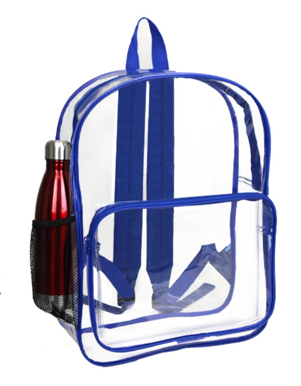 Wholesale Case Lot: 25 pcs 16" Heavy Duty Clear Security Backpack 0.3mm PVC Quality See-Through Student Bookbag ||| 25 PACKS | $6.76 PER PACK