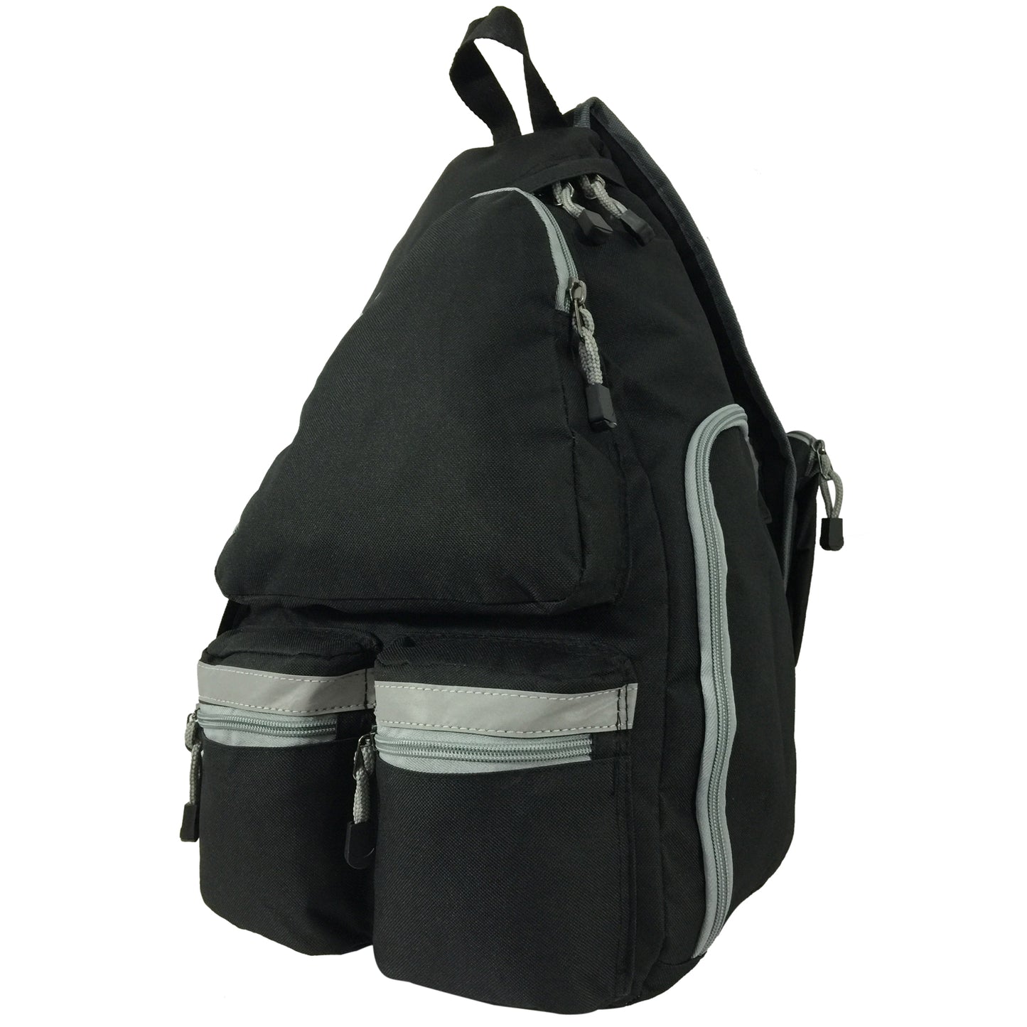 Wholesale Case Lot: 20 pc High-Visibility Water-Resistant Sling Backpack: Heavy-Duty Laptop Bookbag with Reflective Safety Stripe ||| 20 PACKS | $12.49 PER PACK