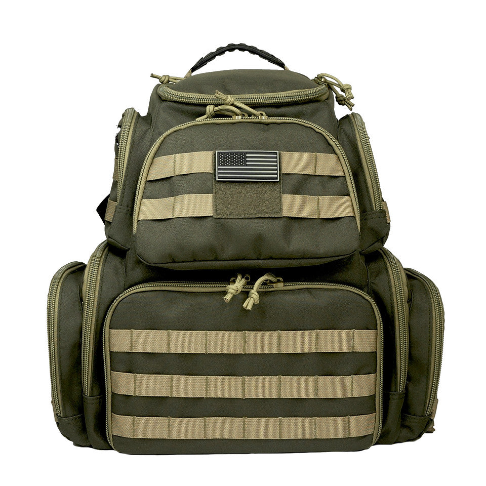 Multiple compartments Tactical Lockable Range Backpack with Free USA Patch and rain cover