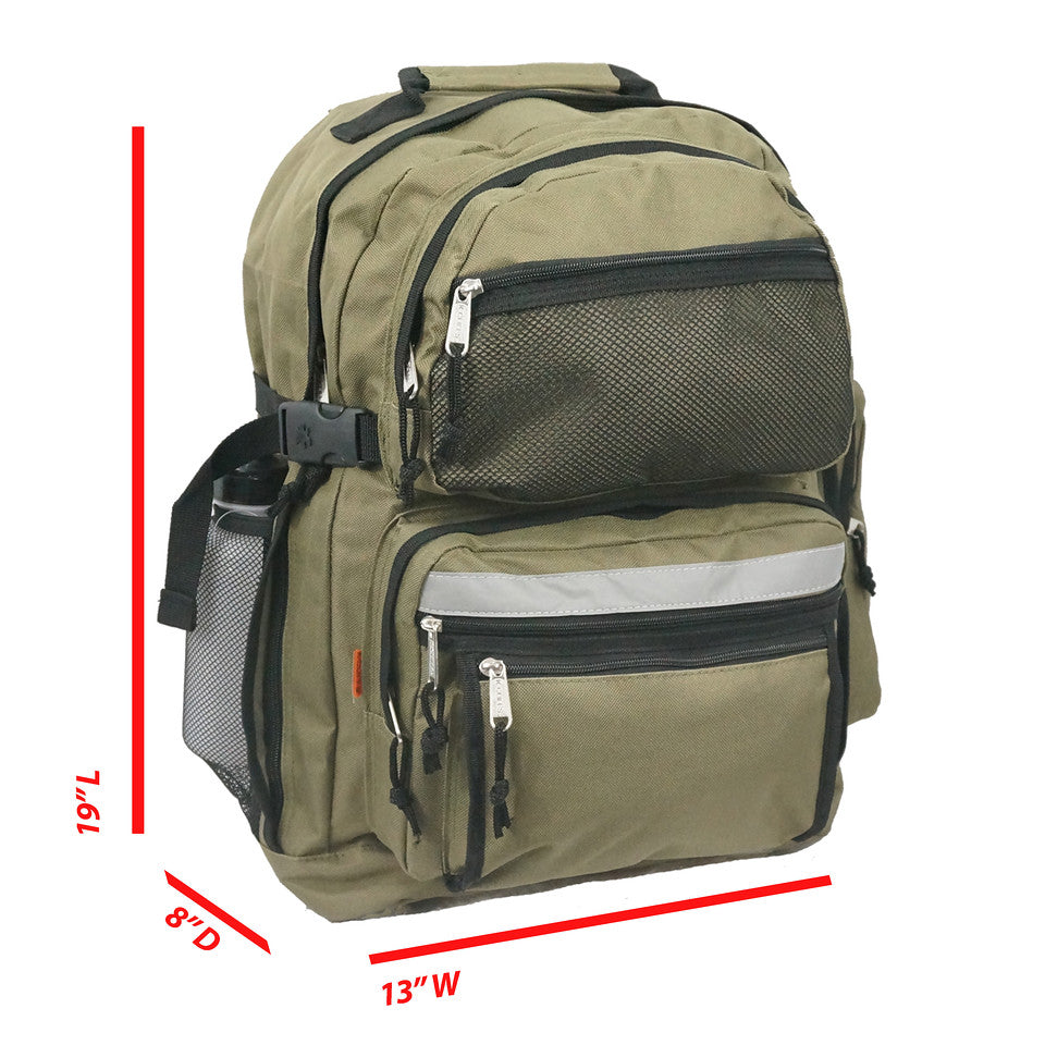 - 20 PACKS | $17.45 PER PACK || Case Lot: 20pcs 19" Spacious Backpack with Extra-Large Compartment, Reflective Straps, Five Front Pockets