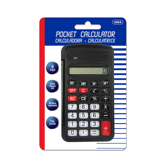 Pocket Size Calculator 8-Digit w/ Flip Cover   |||  144 PACKS | $1.73 PER PACK