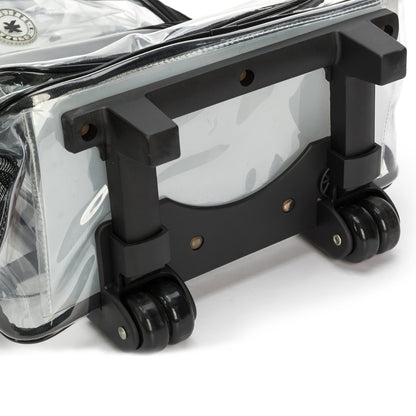 - 4 PACKS | $35.99 PER PACK ||    Wholesale Case Lot: 4pc Rolling Clear Backpack: Heavy-Duty See-Through Daypack with Wheels for School and Travel