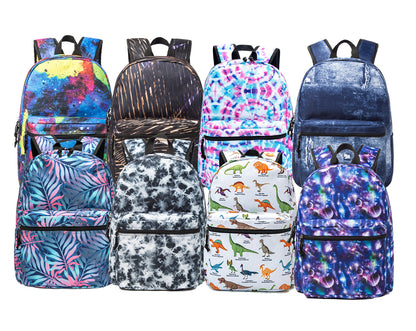 -  25/20 PACKS | $8.79 ~ $8.99 PER PACK ||    Wholesale Case Lot: 20pcs Classic Printed Backpack: Simple Patterns, Ideal for Travel, Laptop, and Tablet Storage