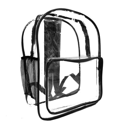 Wholesale Case Lot: 25 pcs 17" Heavy Duty Clear Security Backpack 0.3mm PVC Quality See-Through Student Bookbag  |||   25 PACKS | $8.99 PER PACK