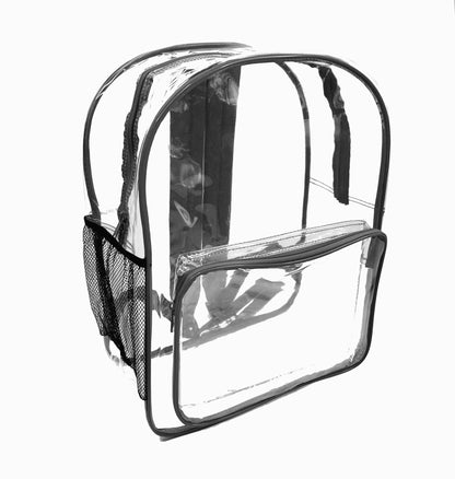 Wholesale Case Lot: 25 pcs 17" Heavy Duty Clear Security Backpack 0.3mm PVC Quality See-Through Student Bookbag  |||   25 PACKS | $8.99 PER PACK