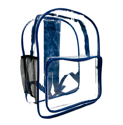 Wholesale Case Lot: 25 pcs 17" Heavy Duty Clear Security Backpack 0.3mm PVC Quality See-Through Student Bookbag  |||   25 PACKS | $8.99 PER PACK