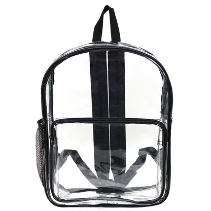 Wholesale Case Lot: 25 pcs 16" Heavy Duty Clear Security Backpack 0.3mm PVC Quality See-Through Student Bookbag  |||   25 PACKS | $6.76 PER PACK