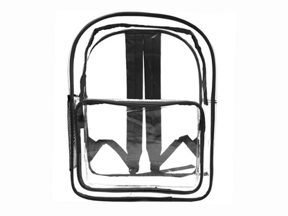 Wholesale Case Lot: 25 pcs 17" Heavy Duty Clear Security Backpack 0.3mm PVC Quality See-Through Student Bookbag  |||   25 PACKS | $8.99 PER PACK