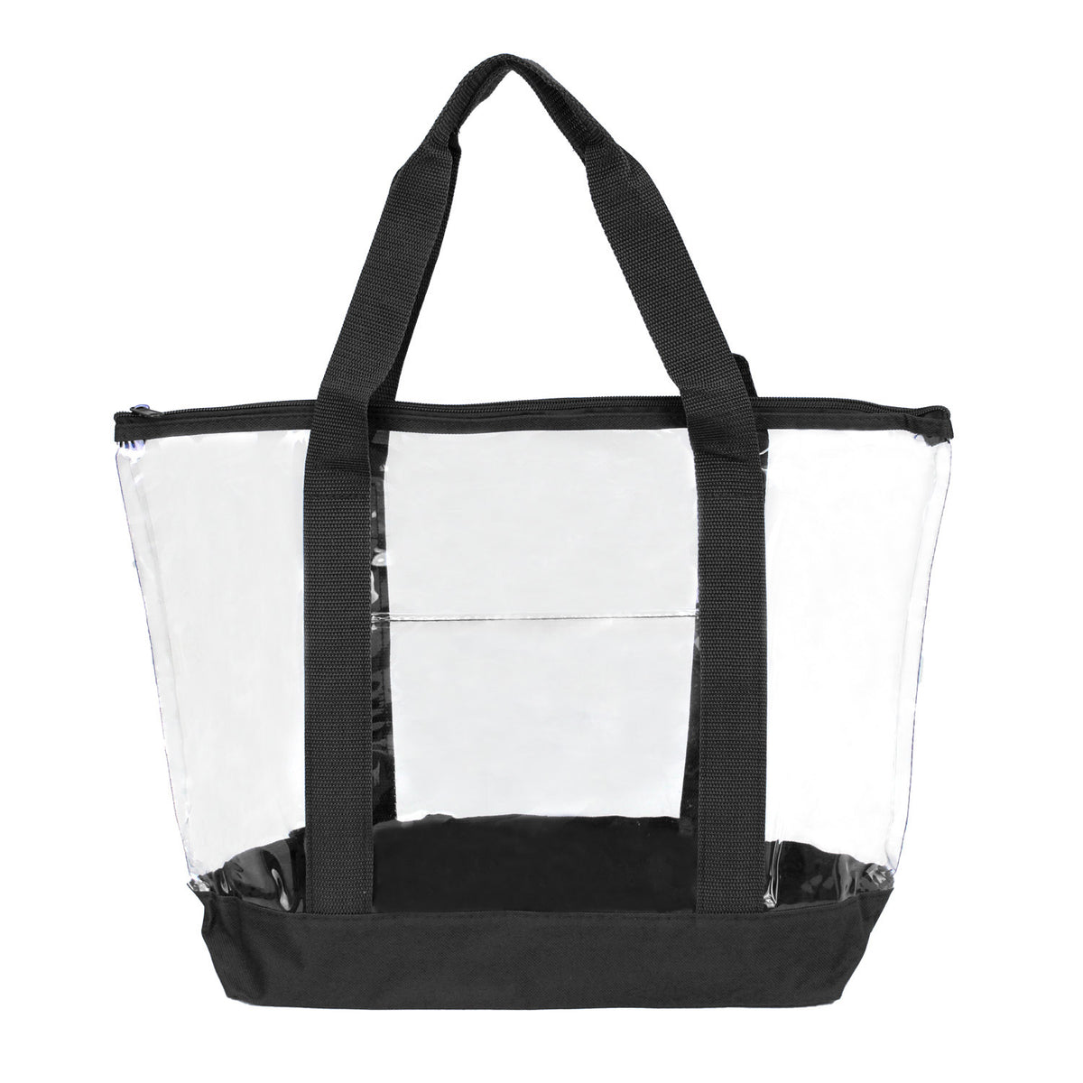 50pcs pack  | 19" Heavy Duty Clear Security Tote Bag – Zipper Top with 600D Bottom