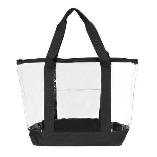 50pcs pack  | 19" Heavy Duty Clear Security Tote Bag – Zipper Top with 600D Bottom