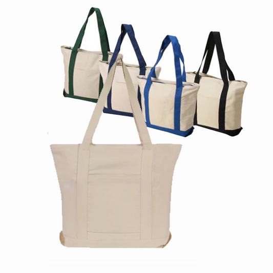 50 PACKS | $8.59 PER PACK ||   Case Lot: 50 pcs 19" Cotton Boat Tote 12oz