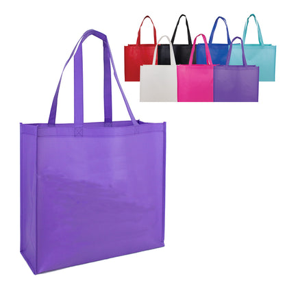 Case Lot: 100 pcs Non-Woven Cosmo Large Matte Laminated Tote 16"H x 17.5"W x 6.5"G   |||   100 PACKS | $2.39  PER PACK