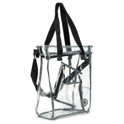 Wholesale Case Lot: 25-Pack Heavy Duty Clear Tote Quality See-Through Messenger Work Bag - Durable Transparent PVC  |||   25 PACKS | $9.99 PER PACK