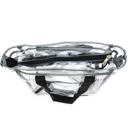 Wholesale Case Lot: 25-Pack Heavy Duty Clear Tote Quality See-Through Messenger Work Bag - Durable Transparent PVC  |||   25 PACKS | $9.99 PER PACK