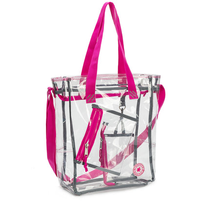 Wholesale Case Lot: 25-Pack Heavy Duty Clear Tote Quality See-Through Messenger Work Bag - Durable Transparent PVC  |||   25 PACKS | $9.99 PER PACK