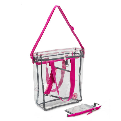Wholesale Case Lot: 25-Pack Heavy Duty Clear Tote Quality See-Through Messenger Work Bag - Durable Transparent PVC  |||   25 PACKS | $9.99 PER PACK
