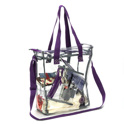 Wholesale Case Lot: 25-Pack Heavy Duty Clear Tote Quality See-Through Messenger Work Bag - Durable Transparent PVC  |||   25 PACKS | $9.99 PER PACK