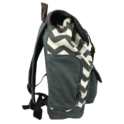 Wholesale Case Lot: 18 Pieces of 18-Inch Printed Cotton Canvas Laptop Backpack with Pattern Design  |||   18 PACKS | $9.99 PER PACK