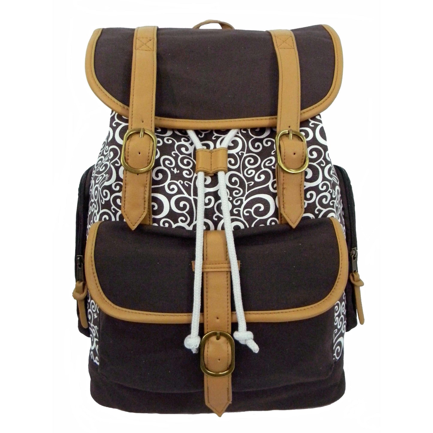 Wholesale Case Lot: 18 Pieces of 18-Inch Printed Cotton Canvas Laptop Backpack with Pattern Design  |||   18 PACKS | $9.99 PER PACK