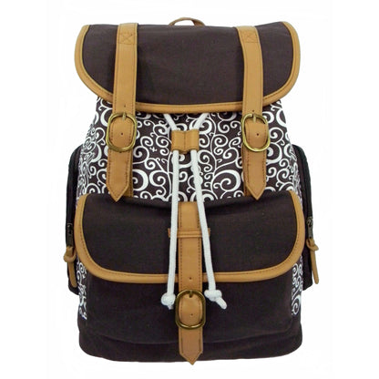 Wholesale Case Lot: 18 Pieces of 18-Inch Printed Cotton Canvas Laptop Backpack with Pattern Design  |||   18 PACKS | $9.99 PER PACK