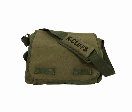 Wholesale Case Lot: 10 pc Vintage Military Canvas Messenger Bag: Classic, Heavy-Duty Laptop Bookbag for Students, School, and Travel  |||   10 PACKS | $26.99 PER PACK