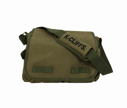 Wholesale Case Lot: 10 pc Vintage Military Canvas Messenger Bag: Classic, Heavy-Duty Laptop Bookbag for Students, School, and Travel  |||   10 PACKS | $26.99 PER PACK