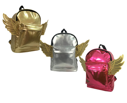 - 10 PACKS | $5.5 PER PACK ||    Wholesale Case Lot: 10 pc Adorable Kids' Backpack with Angel Wings: Synthetic Leather Daypack for Casual Travel