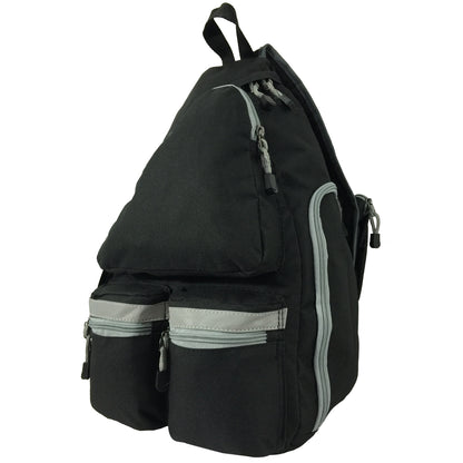 Wholesale Case Lot: 20 pc High-Visibility Water-Resistant Sling Backpack: Heavy-Duty Laptop Bookbag with Reflective Safety Stripe  |||   20 PACKS | $12.49 PER PACK