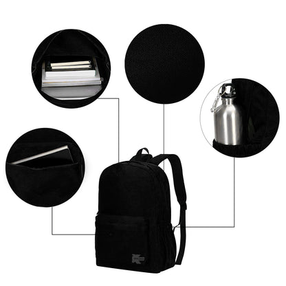 Wholesale Case Lot: 25 pcs Basic 18" School Backpack Simple Student School Bag Lightweight  |||   25 PACKS | $7.99 PER PACK