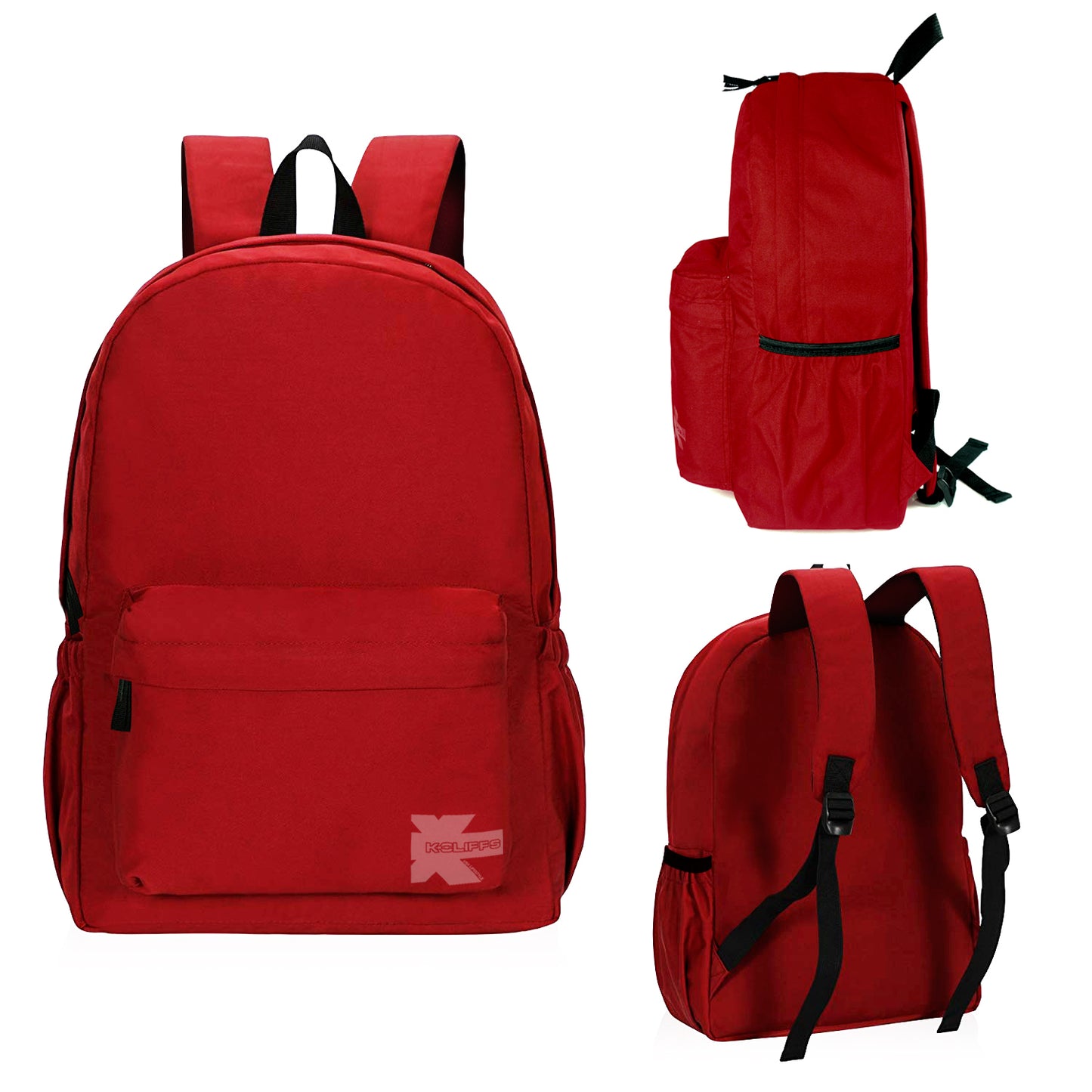 Wholesale Case Lot: 25 pcs Basic 18" School Backpack Simple Student School Bag Lightweight  |||   25 PACKS | $7.99 PER PACK