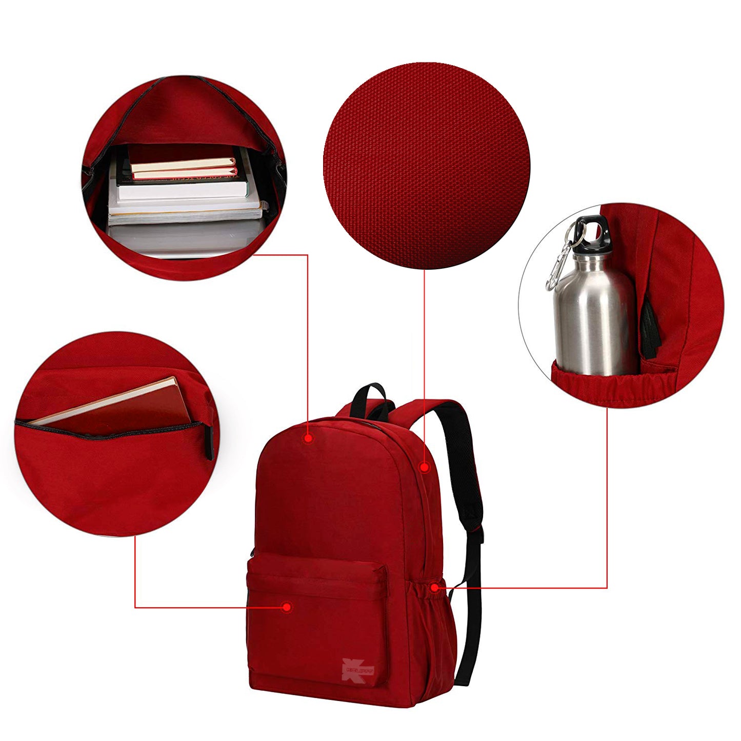 Wholesale Case Lot: 25 pcs Basic 18" School Backpack Simple Student School Bag Lightweight  |||   25 PACKS | $7.99 PER PACK