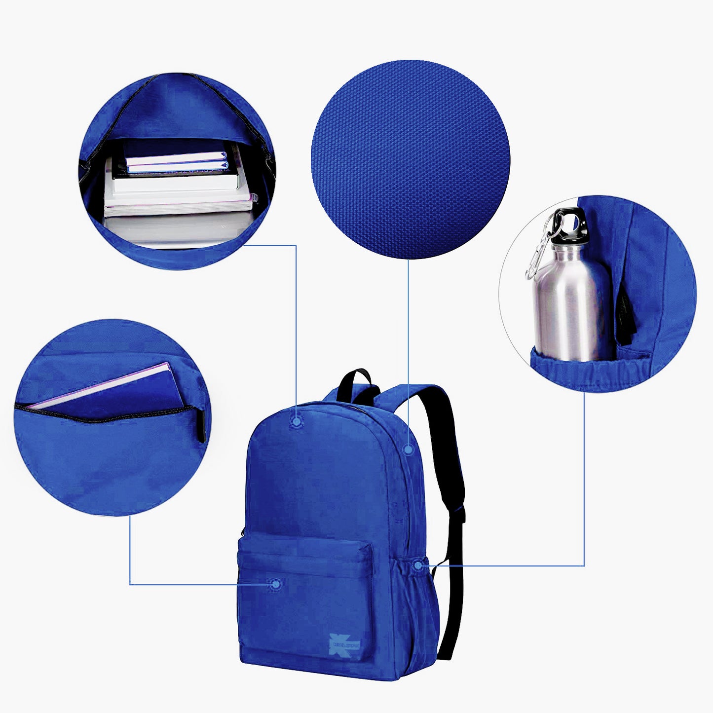 Wholesale Case Lot: 25 pcs Basic 18" School Backpack Simple Student School Bag Lightweight  |||   25 PACKS | $7.99 PER PACK