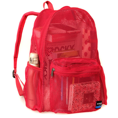 - 20 PACKS | $11.49 PER PACK ||    Wholesale Case Lot: 20 pcs Heavy Duty Classic Gym Student Mesh See Through Netting Backpack Padded Straps