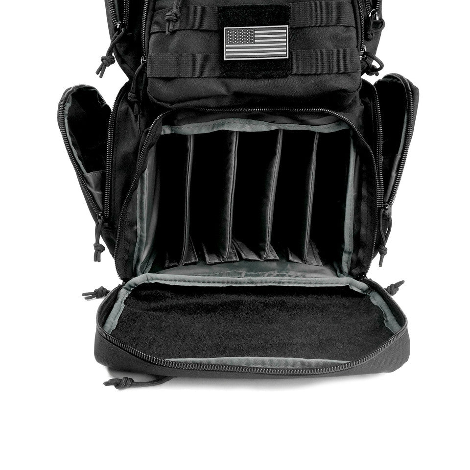 Multiple compartments Tactical Lockable Range Backpack with Free USA Patch and rain cover