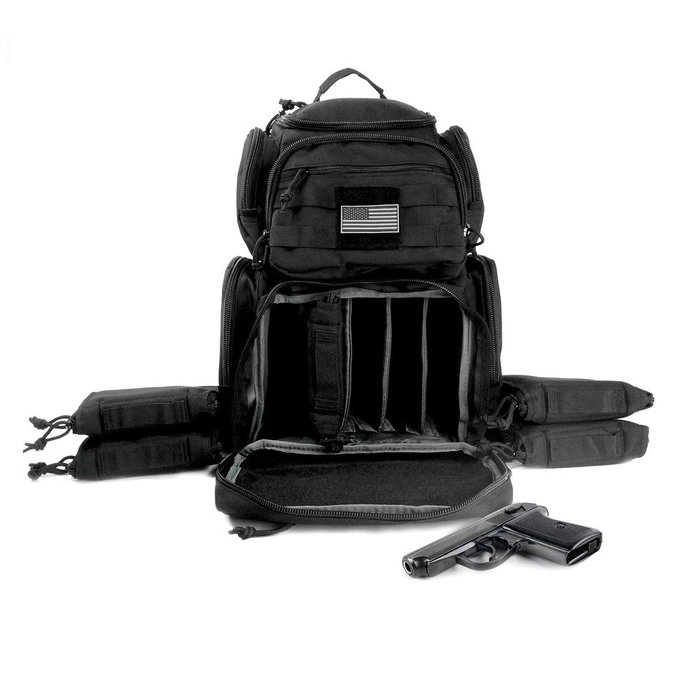 Multiple compartments Tactical Lockable Range Backpack with Free USA Patch and rain cover