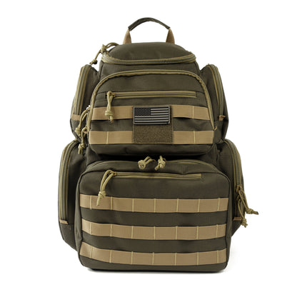 Multiple compartments Tactical Lockable Range Backpack with Free USA Patch and rain cover