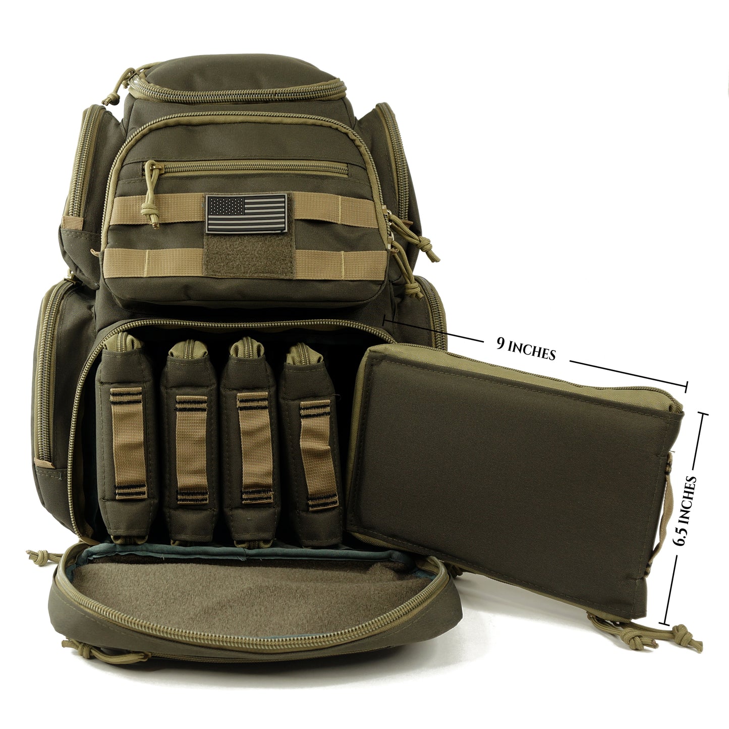 Multiple compartments Tactical Lockable Range Backpack with Free USA Patch and rain cover