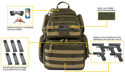 Multiple compartments Tactical Lockable Range Backpack with Free USA Patch and rain cover