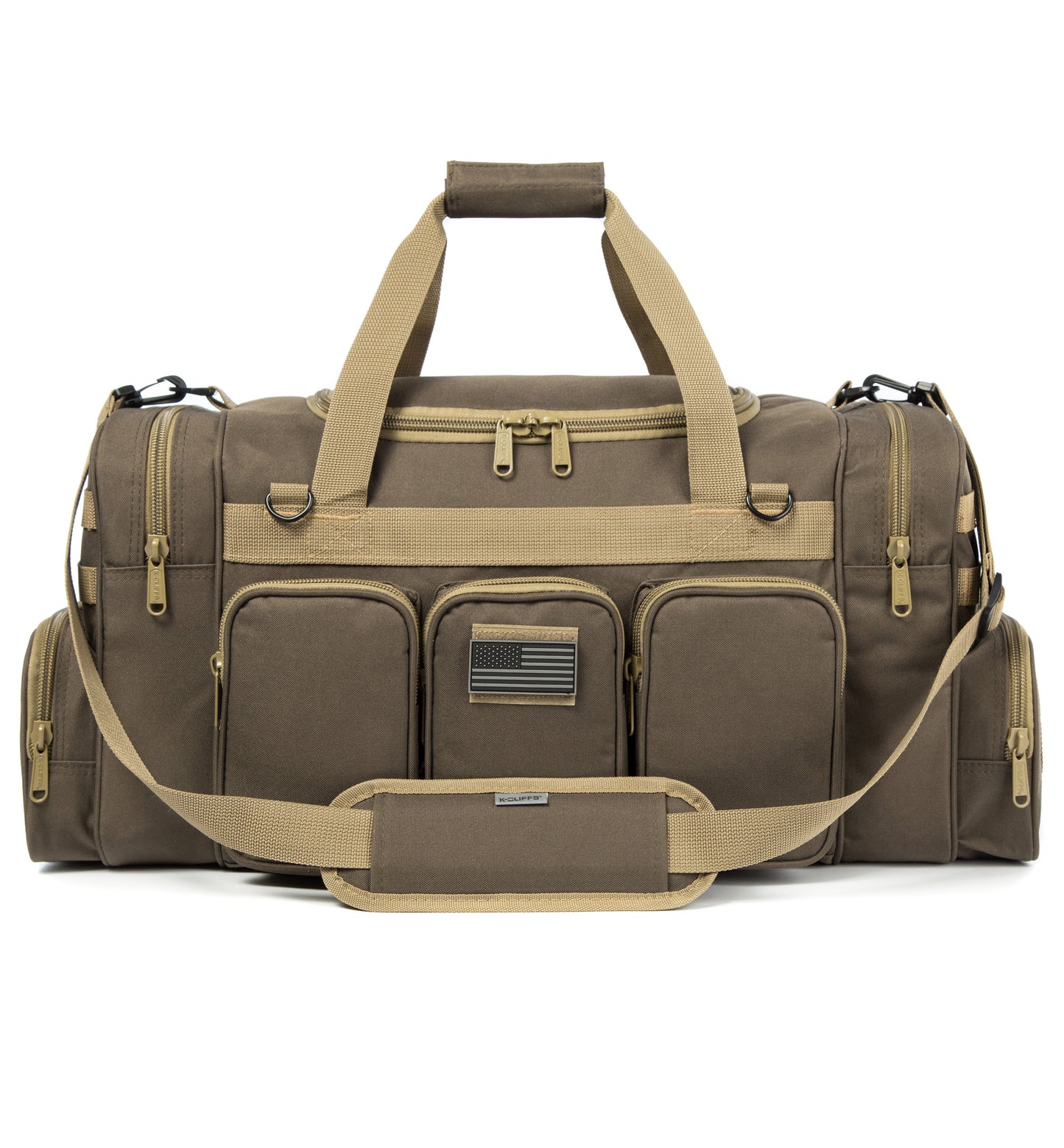Wholesale Case Lot Tactical Range Duffel Heavy Duty Military Molle Gear Travel Sports Gym Bag Lockable Zippers with US Flag Patch  |||    10/6 PACKS | $35.99/49.99 PER PACK