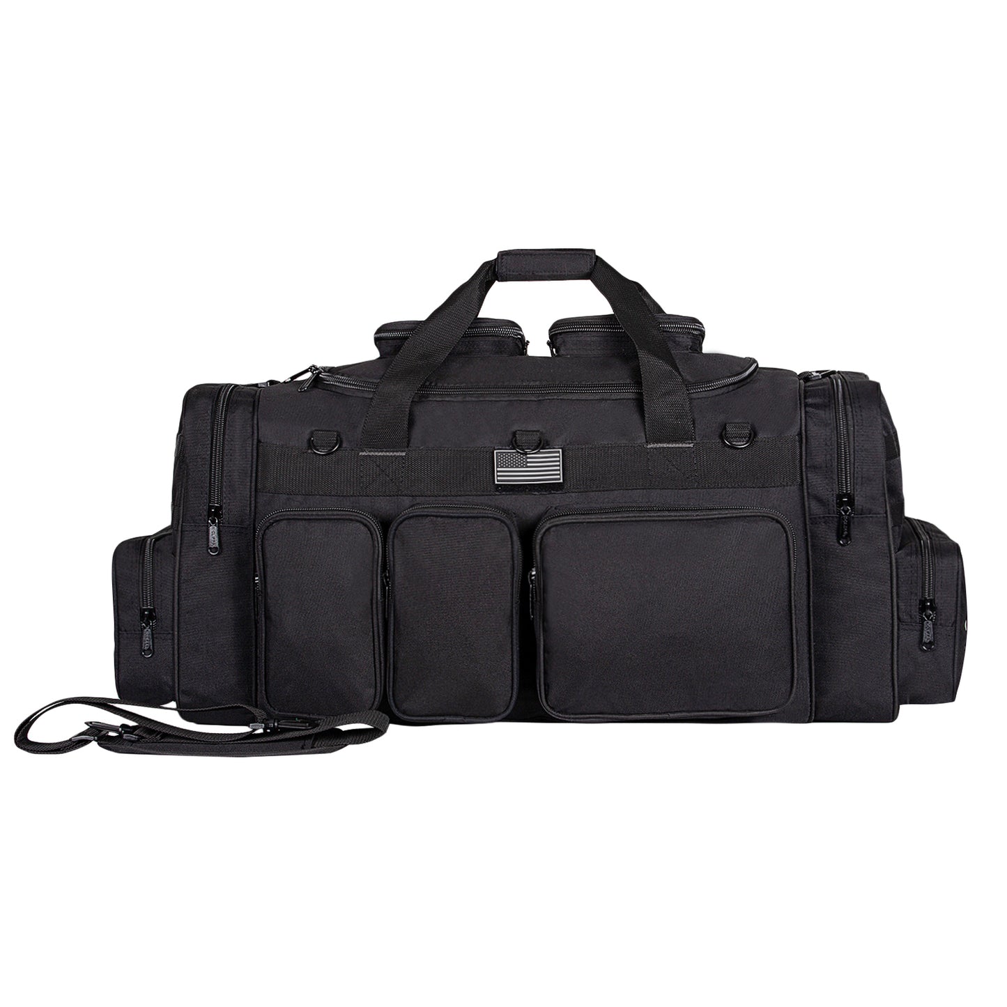 Wholesale Case Lot Tactical Range Duffel Heavy Duty Military Molle Gear Travel Sports Gym Bag Lockable Zippers with US Flag Patch  |||    10/6 PACKS | $35.99/49.99 PER PACK