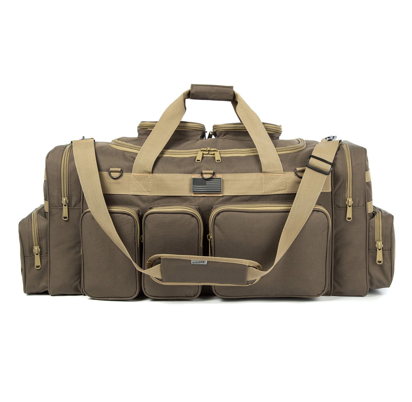 Wholesale Case Lot Tactical Range Duffel Heavy Duty Military Molle Gear Travel Sports Gym Bag Lockable Zippers with US Flag Patch  |||    10/6 PACKS | $35.99/49.99 PER PACK