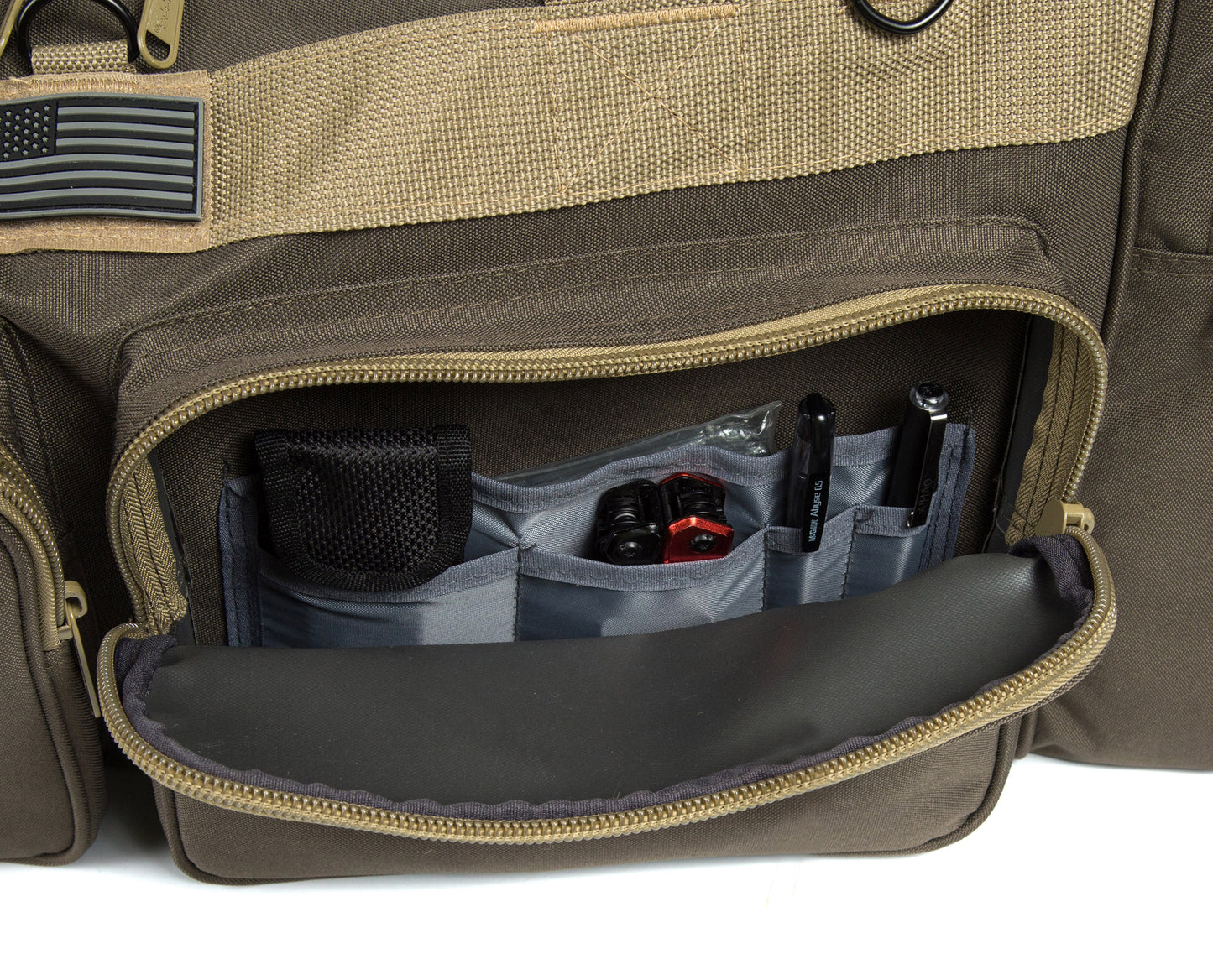 Wholesale Case Lot Tactical Range Duffel Heavy Duty Military Molle Gear Travel Sports Gym Bag Lockable Zippers with US Flag Patch  |||    10/6 PACKS | $35.99/49.99 PER PACK