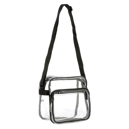 Wholesale Case Lot: 30 pcs Heavy Duty STADIUM Clear Tote Quality See Through Messenger Work Bag Durable Transparent PVC Lunch Bag  |||   30 PACKS | $7.99 PER PACK